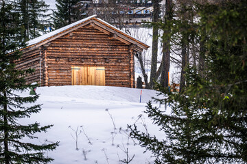 At the foot of the Dolomites. Corvara in winter.