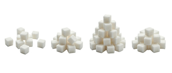Fototapeta premium Creative arrangement of sugar cubes forming geometric patterns in a minimalistic style isolated