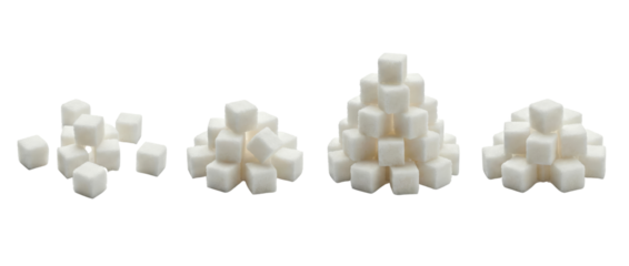 Creative arrangement of sugar cubes forming geometric patterns in a minimalistic style isolated