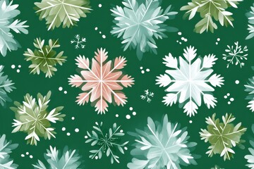 Snowflakes on a green background for festive Christmas animation and winter decoration visuals