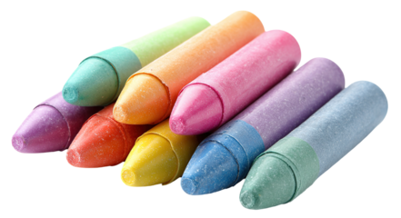 Colorful bubble style crayons in soft rounded shapes are displayed on a transparent background. Ideal for art projects and creative activities for all ages