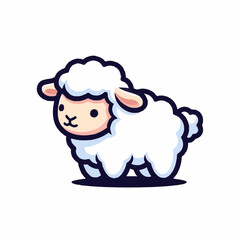 Cartoon Sheep Illustration with White Fur.