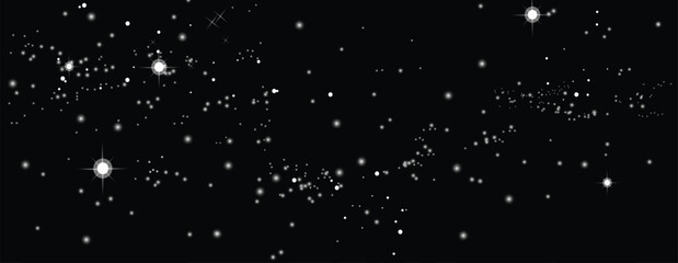 A starry night sky with white dots on black background