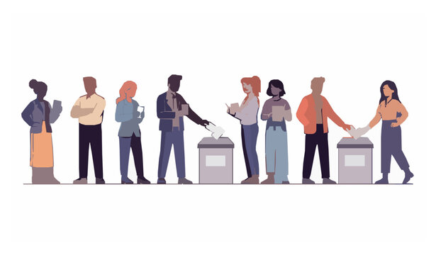 Fair voting election banner with people casting ballots diversity flat vector