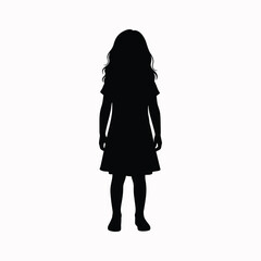 Daughter silhouette standing in relaxed child posture