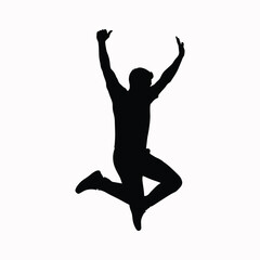 Man silhouette jumping upward in energetic motion
