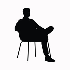 Man silhouette sitting calmly on chair