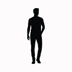 Man silhouette standing casually in relaxed stance