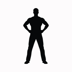 Man silhouette standing confidently with strong posture
