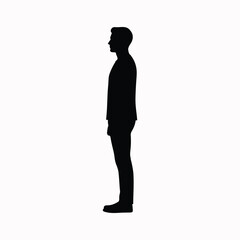 Man silhouette standing in clear side profile