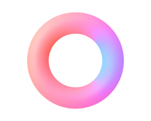 Gradient pink and purple neon ring shape on transparent background for vibrant marketing