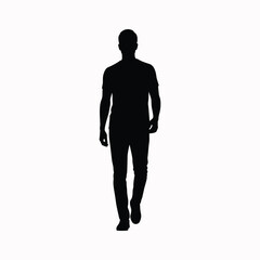 Man silhouette walking forward in natural motion