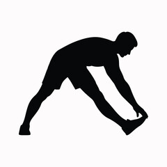 Person silhouette stretching muscles during warm up