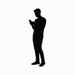 Person silhouette using smartphone in modern lifestyle