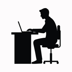 Person silhouette working on laptop from home