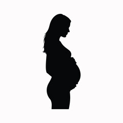 Pregnant woman silhouette standing in side view