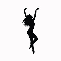Woman silhouette dancing gracefully with expressive motion