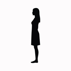 Woman silhouette standing in clear side profile