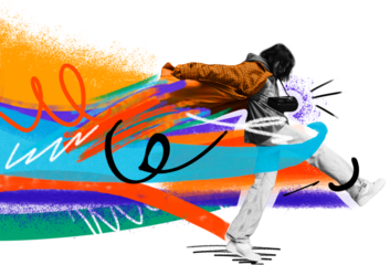 Energetic artwork of running woman with paint strokes on transparent background. Concept of motion-driven campaigns, immersive events, digital culture, performance fashion.