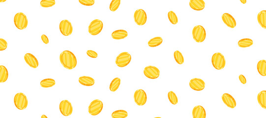 Eye-catching vector illustration of falling coins and flying gold coins, forming a vibrant golden rain. Perfect for visuals related to finance, wealth, success, and prosperity concepts