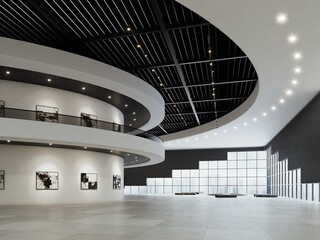 3d Interior Art Gallery. Modern interior design