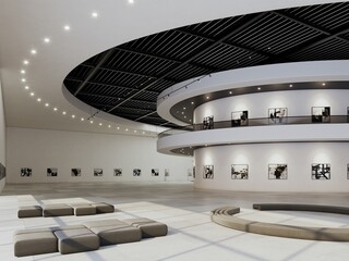 3d Interior Art Gallery. Modern interior design