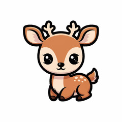 Adorable Cartoon Deer with Antlers Illustration.