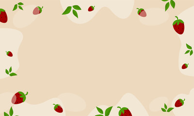 Strawberry background with copy spaces. Fruit banner vector.