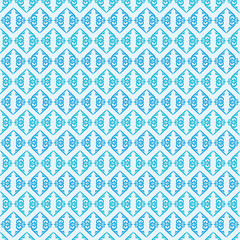 Fototapeta premium Seamless blue and white ornamental geometric vector pattern design.