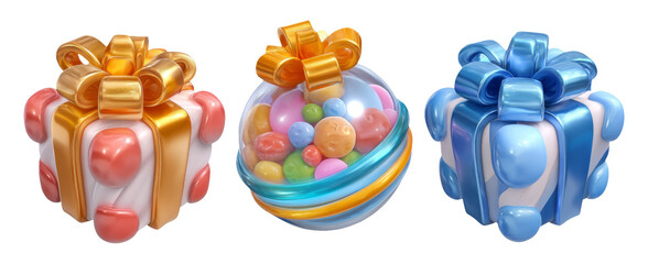 Colorful Gift Boxes with Bows for Festive Celebration and Party Themes