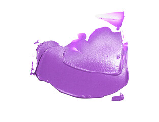 Purple paint or cosmetic texture swatch creating a vibrant on transparent artistic background smudge
