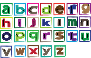 Fototapeta premium Alphabet letters in colorful blocks for children learning