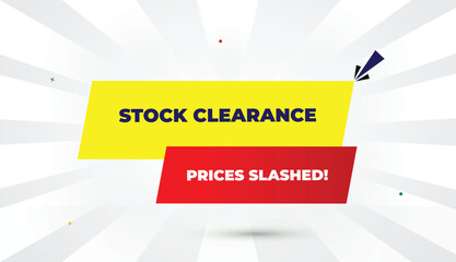 Stock Clearance Sale Prices Slashed Editable Eps Format Web Banner Vector Art Illustration Template Design Red Gradient Yellow Shapes Bold Font White Gray Gradient Abstract Illustration Sun Shine Busi