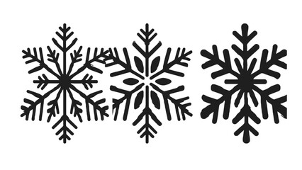 Black Snowflakes Isolated on White Background