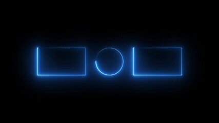 Neon Glowing End Screen Icon Animation on Black Background, Looping Final Scene Symbol for Video Outro, Finish, Completion, Call to Action, Digital Media UI