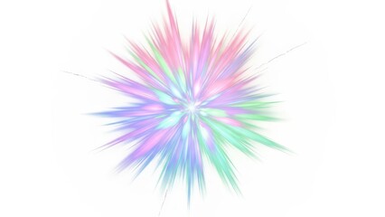A soft pastel colored abstract starburst explosion on a clean white background, radiating light and energy.