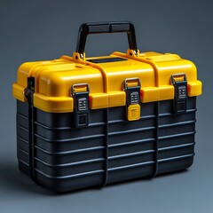 Black and yellow plastic toolbox high resolution image