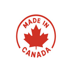 Canada maple leaf circle badge made in canada logo. Canadian maple leaf emblem authentic made in canada design.