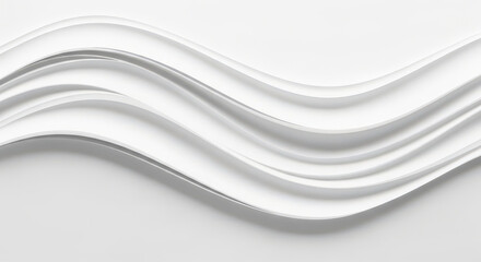 Fototapeta premium Elegant White Paper Waves on White Background, Showcasing Clean Lines and Subtle Shadows, Ideal for Minimalist Design and Modern Art Projects with a Focus on Simplicity