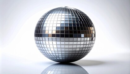 Silver Disco Ball Isolated on a White Background with Studio Lighting