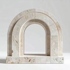 Three Stone Arch Sculptures on a White Background for Decor