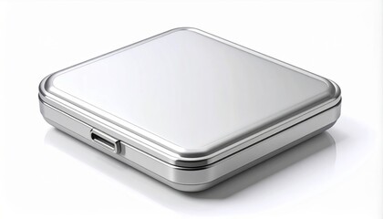 Elegant Silver Pill Box on Clean White Surface for Health and Wellness