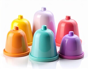 Collection of Colorful Dome Shaped Objects on White Background Studio Shot