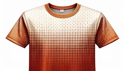 T Shirt with Gradient Grid Pattern of Orange and White on White Backdrop