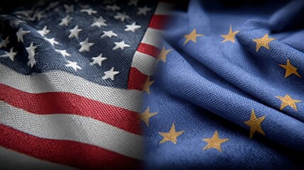 A visual representation of international cooperation with US and EU flags.