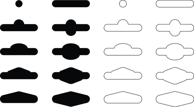 Euro hook hang holes icon vector set. hangers for product plastic package cut out templates.