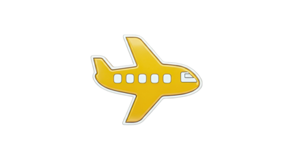 Yellow Airplane Icon on White Background