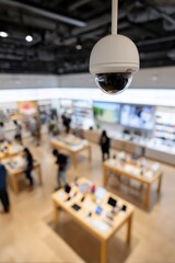 Obraz premium Surveillance camera monitoring shoppers in modern technology retail store