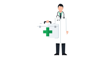 Medical Guardian: An animated image captures a healthcare professional, complete with a stethoscope, standing resolutely and holding a well-equipped medical kit, ready to respond to any emergency.