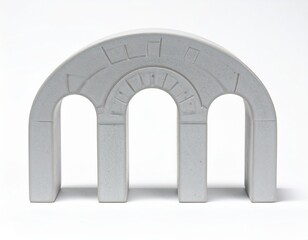 Fototapeta premium Gray Stone Archway Sculpture with Three Arches on White Background